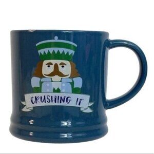 Nutcracker CRUSHING IT  Mug porcelain blue funny Threshold Coffee Mug 14 fl oz